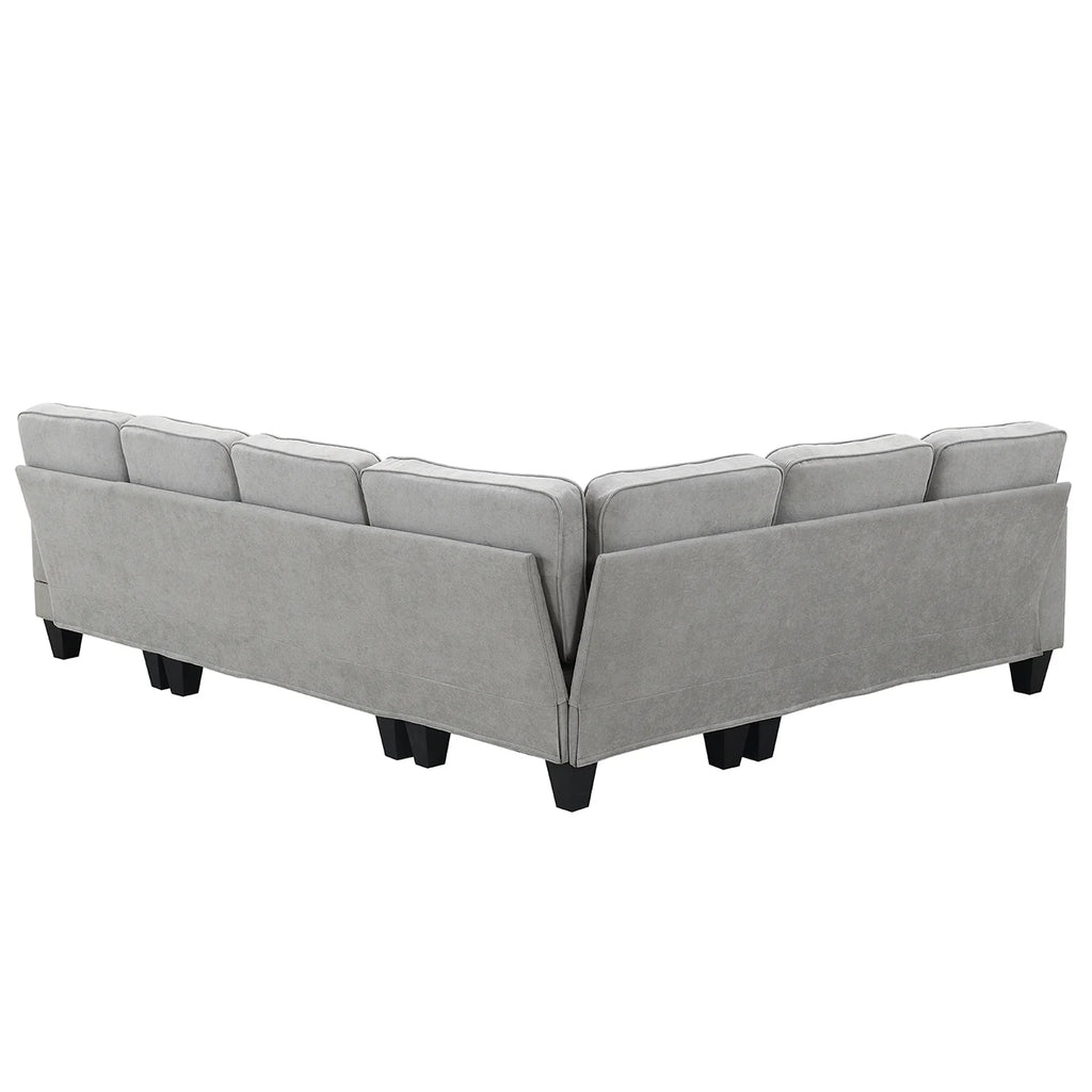 Harper & Bright Designs Modular Sectional Sofa with Ottoman Couch L Shape Corner Sofa Sets 7 Seats Fabric Couch for Living Room, Black, 112 * 87 inch