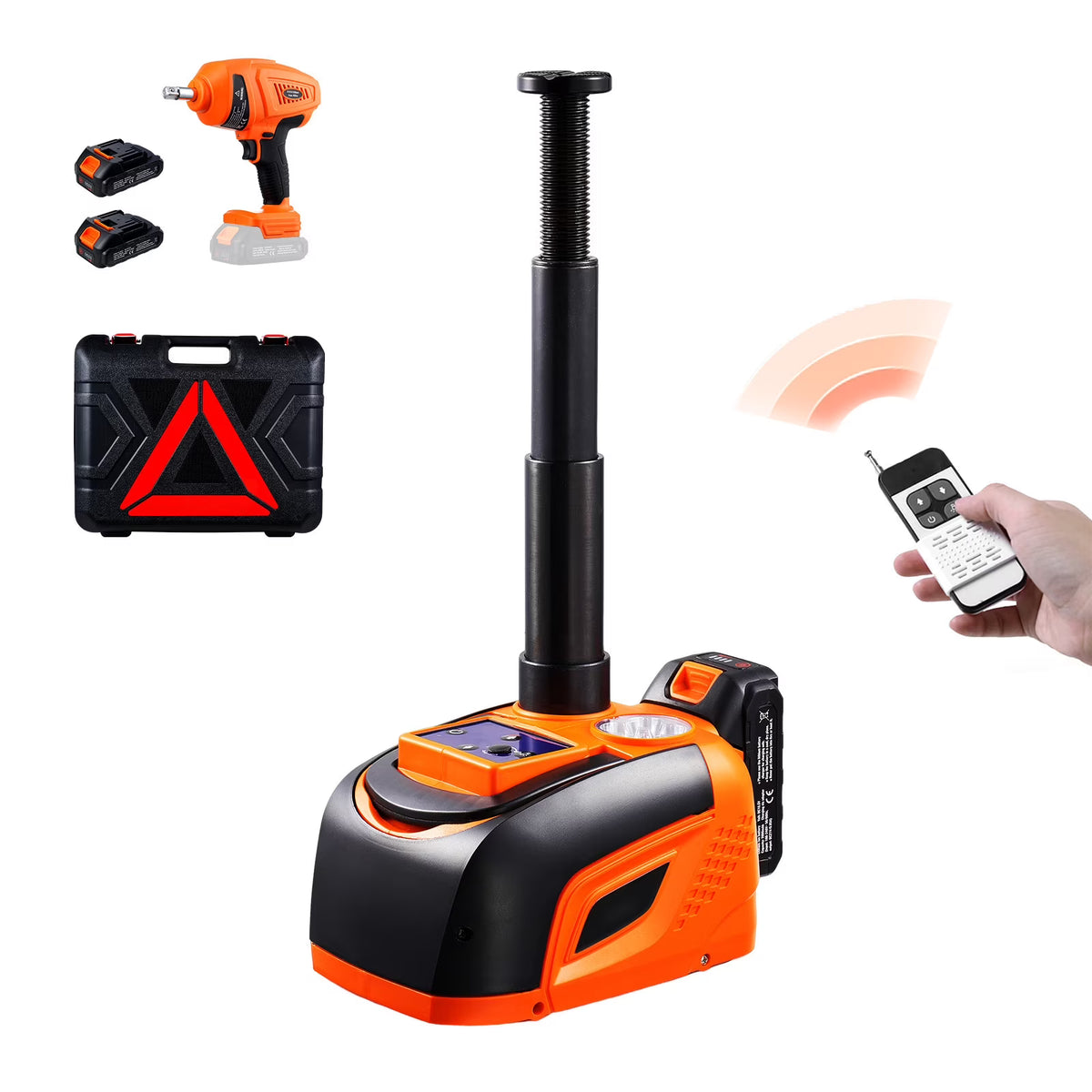 KFFKFF Electric Car Jack, 5 Tons/11000 lbs, Automated Scissor Lift with Electric Torque Wrench, Tire Swap Assistance with Illuminated LED & Wireless Command, Compact Lift Set for Sedan, SUV, Truck
