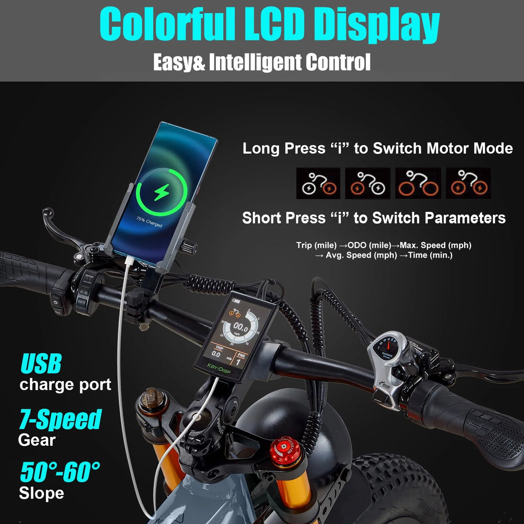 Dual Motors AWD 2000W Electric Bike for Adult 26'' UL2849 48V 30AH E-mountain bike 4.0 Fat Tire up to 35MPH&120Miles Long Range Off-road Ebike Dual Hydraulic Disc Brakes&Ful Suspension Electric Bicyc