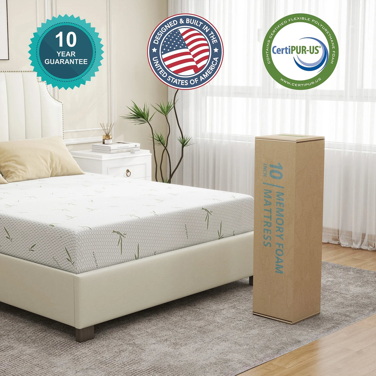 6'' Twin Size Memory Foam Mattress with Cover Breathable Bed Mattress in a Box, CertiPUR-US, Made in USA