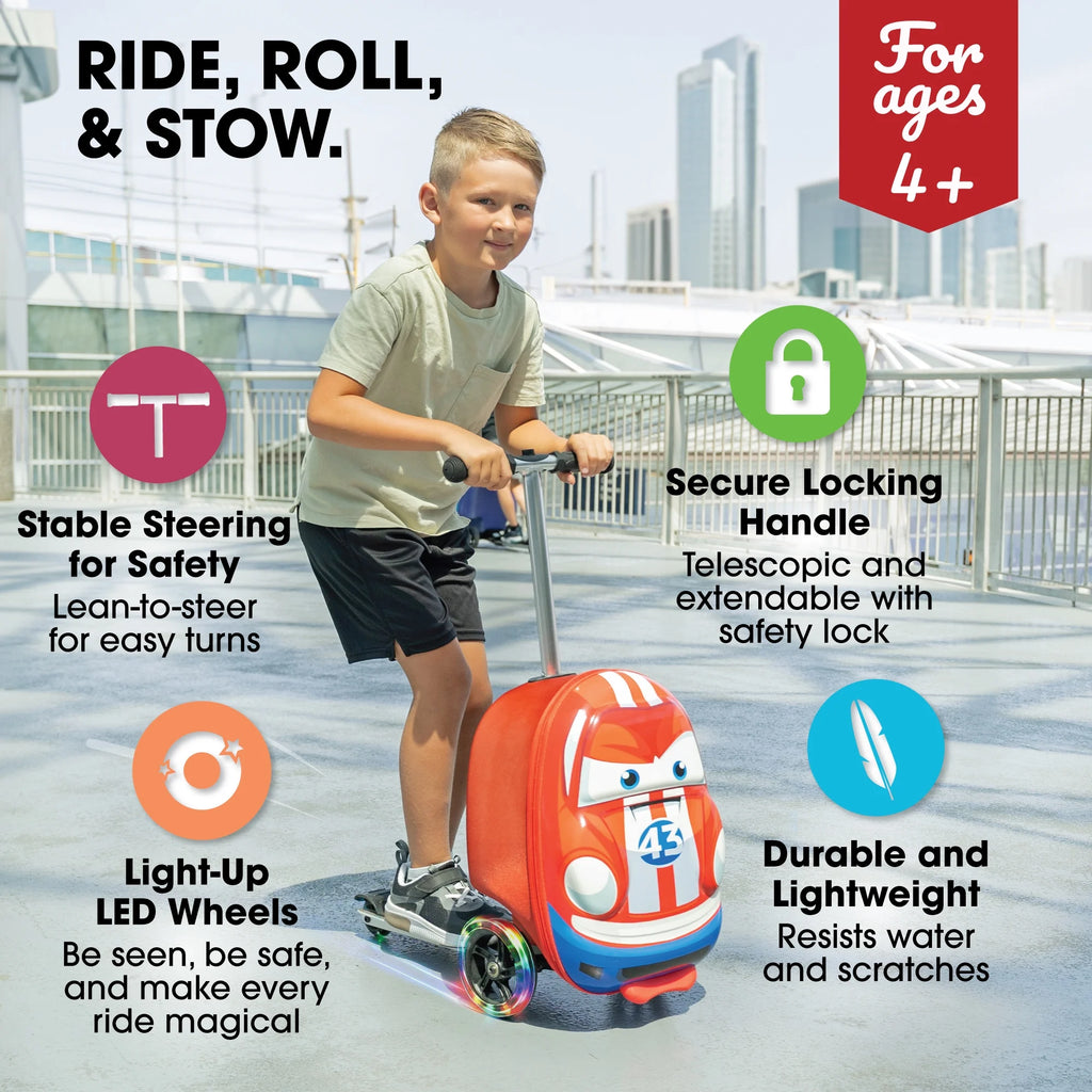 Kiddietotes Kid's Hard Shell Scooter Ride On Suitcase, Pink