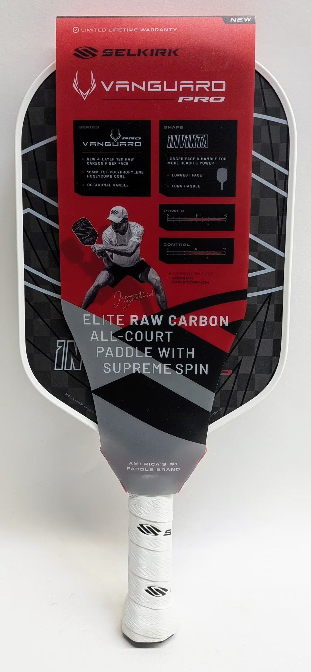 Selkirk Vanguard Pro Invikta Raw Carbon Pickleball Paddle