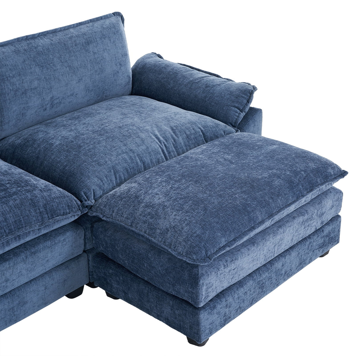 Zimtown Sectional Sofa with Ottoman, L Shaped Convertible Couch with Removable Chaise Chenille Fabric Sofa Set for 4-6 Persons Living Room Furniture Dark Grey