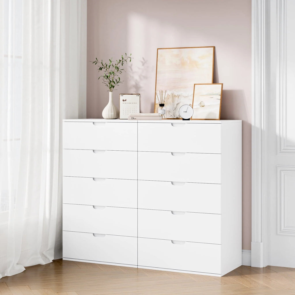 Homfa 5 Drawers Dresser, 23.6"W White Dresser, Modern Chest with Drawer for Bedroom