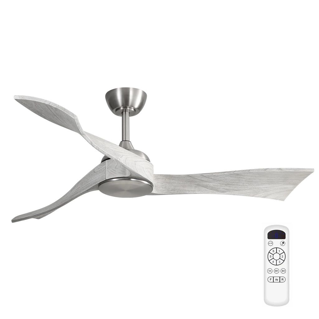 Sofucor 52" Wood Ceiling Fan No Light, 6 Wind Speeds, 3 Blades with Reverse Airflow, Black