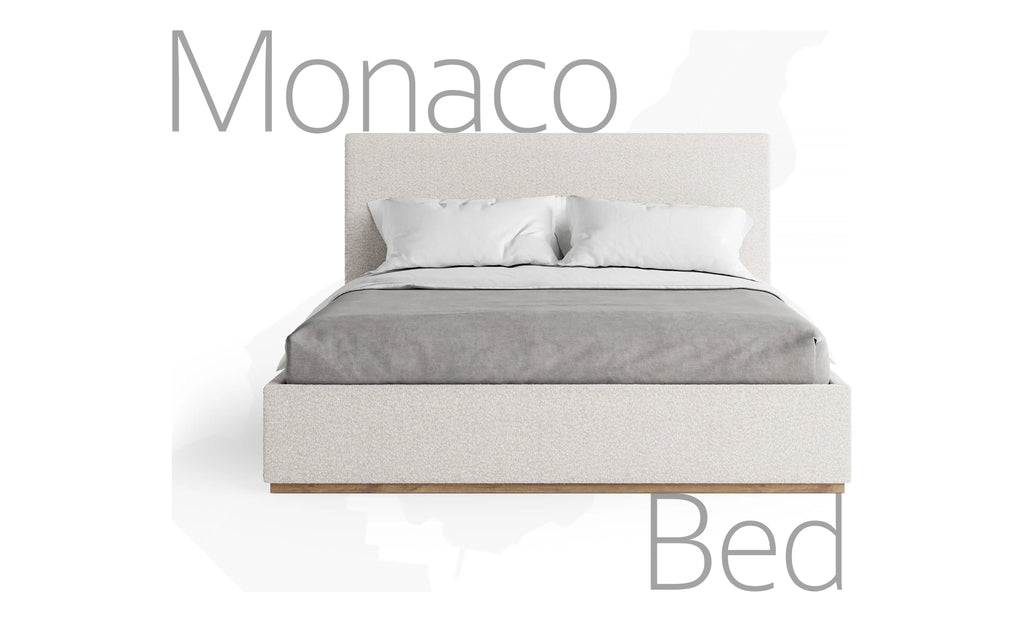 Modern King Bed Frame with Headboard - Upholstered King Size - Monaco Bed - Free Assembly, Sturdy Wood Platform Bedframe, Strong Wooden Slats, Strong Weight Capacity, Non-Slip and Noise-Free