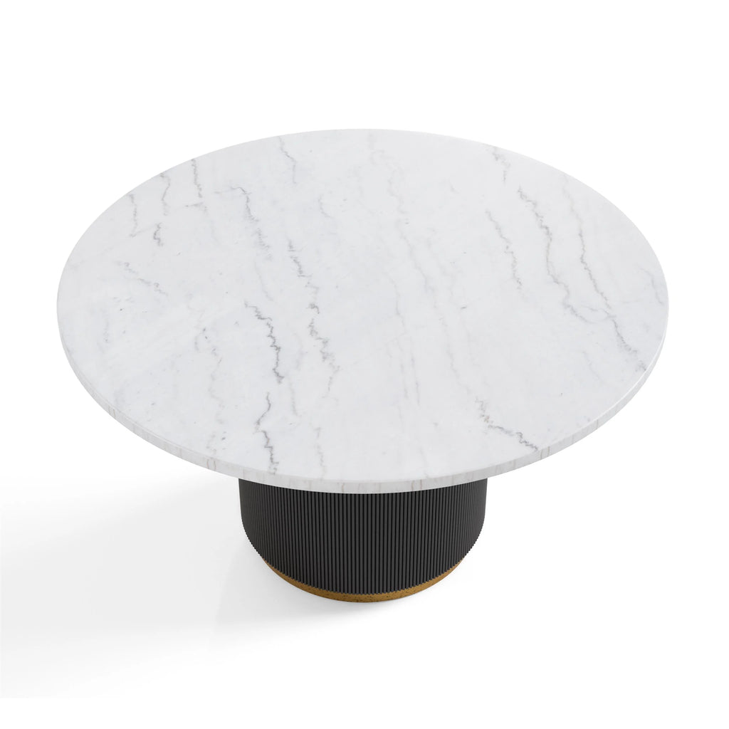 Furniture of America Jaine 54" Round Indoor Dining Table, Black and White