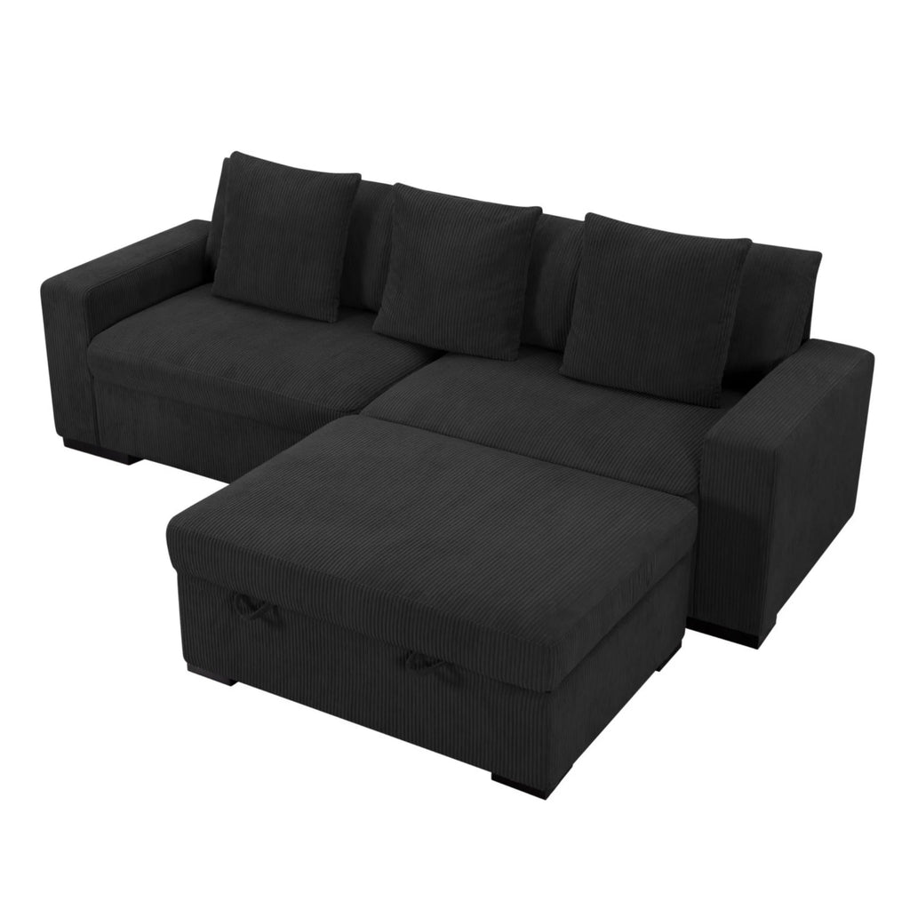 Gewnee 103.5-Inch Modular Corduroy Sofa Set with Solid Wood Legs, High-Density Foam, Suitable for Living Room/Bedroom/Office