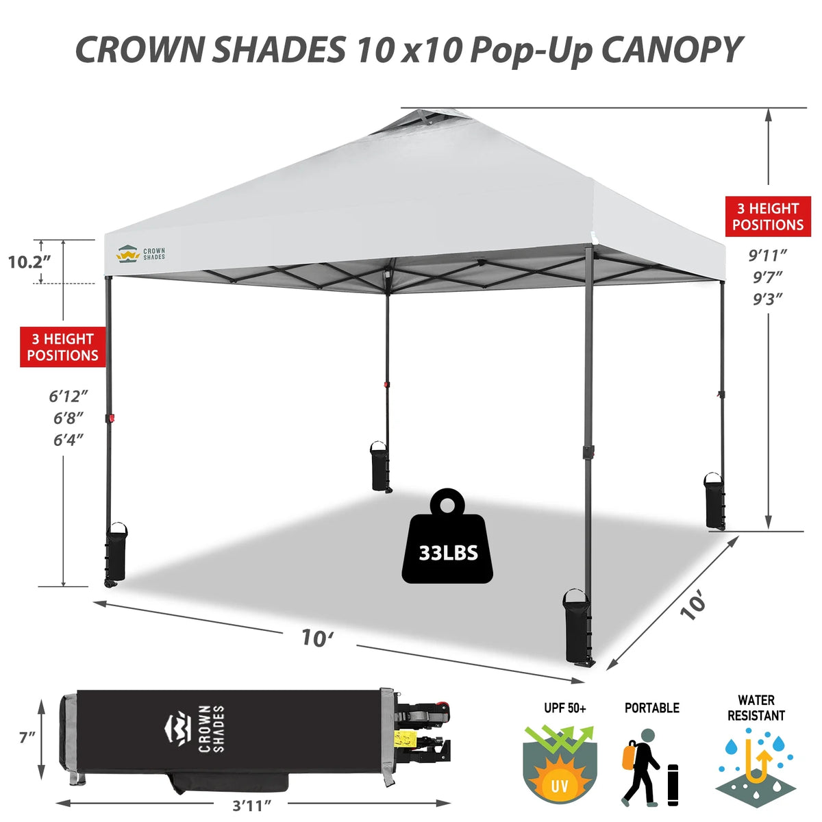 CROWN SHADES 8x8 Pop Up Canopy with One Push Setup Easy Outdoor Sun Shade for Events Parties Camping Forest Green