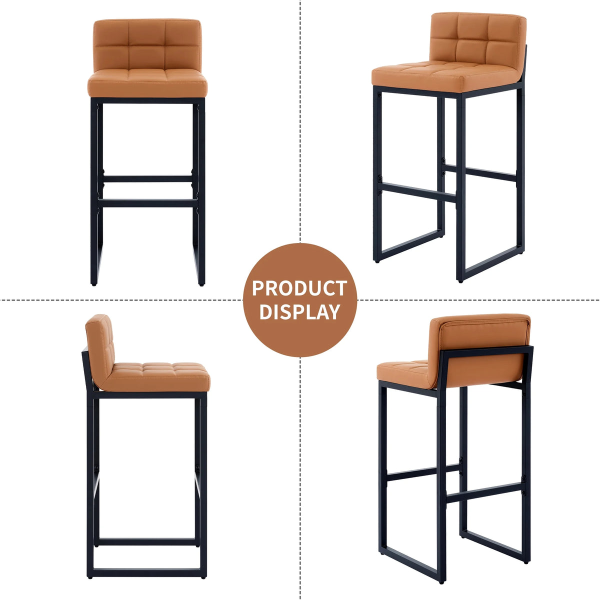 FIRAVOE Bar Stools Set of 3, Counter Height Bar Stools (Low Back)(Thickened Frame) 26" PU Leather Barstools Bar Chairs for Kitchen Island, Black