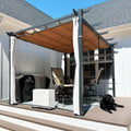 PURPLE LEAF Outdoor Retractable Pergola with Sun Shade Canopy 10' x 13' Patio Aluminum Pergola Shelter for Backyard Deck Garden Modern Metal Grape Trellis Pergola, Beige
