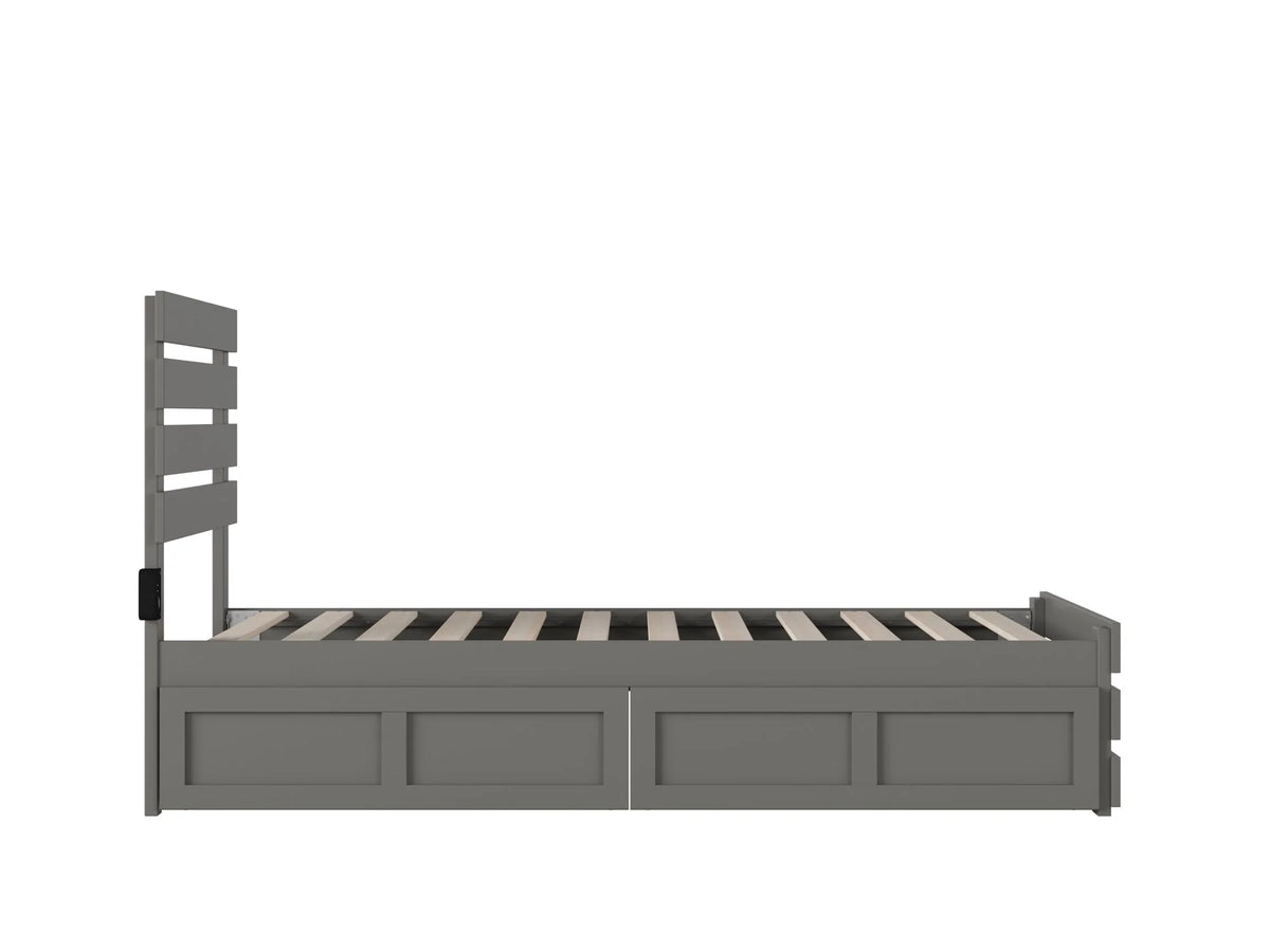 Oxford Twin Bed with Footboard and USB Turbo Charger with 2 Drawers in Grey