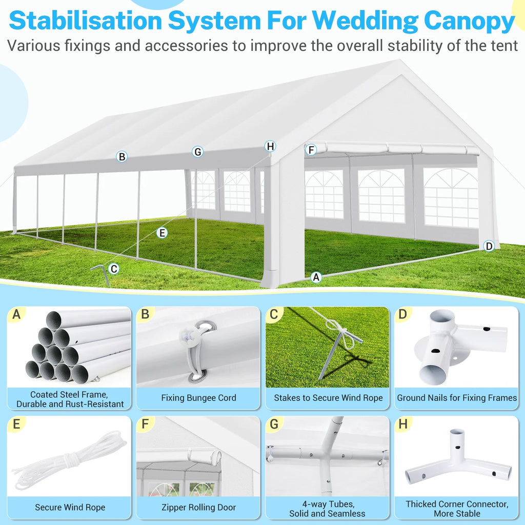COBIZI 20'x 40' Large Heavy Duty Outdoor Canopy Party Tent & Carport, Upgraded Wedding Event Shelter Gazebo with 8 Removable Sidewalls, Big Tent for Birthday Party, Outdoor Event, Wedding, White