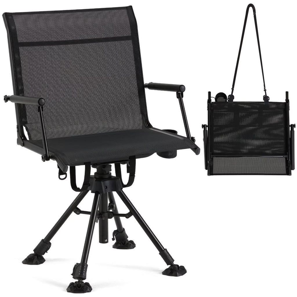 Danrelax 360�� Silent Camo Hunting Blind Chair, Armrests, Side Pouch, Telescopic Legs