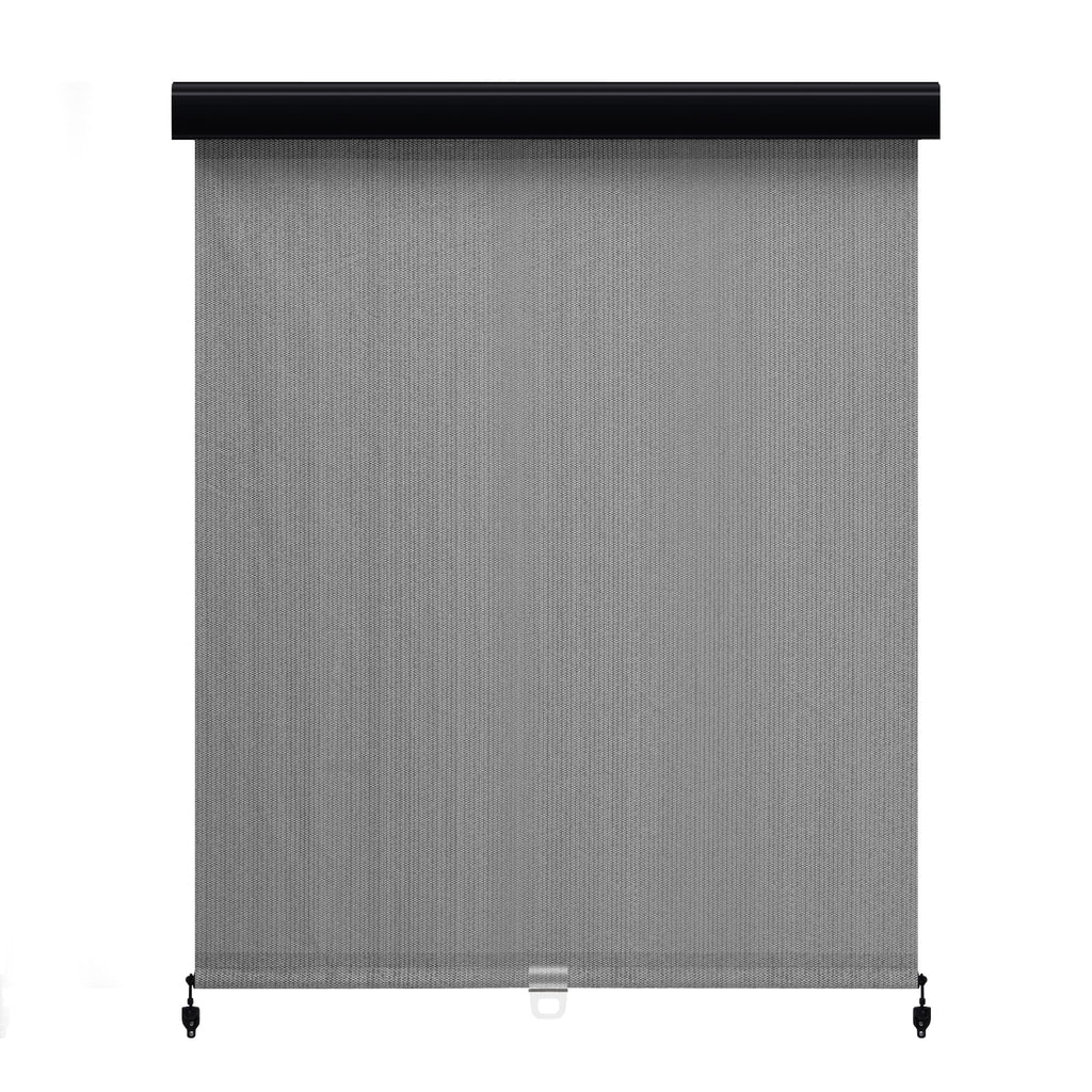 Vicllax Outdoor Patio Blinds Sun Shades Spring Roller Shade with Valance for Patio, Gray, 8'Wx8'H