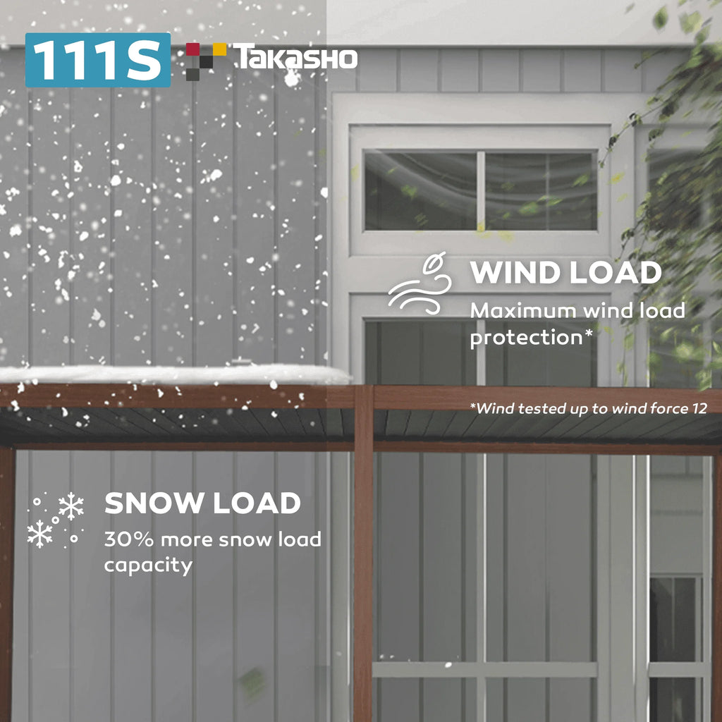 Mirador 10'x 10' 111S Outdoor Aluminum Pergola w/ Adjustable Rainproof Louver for Garden, Patio, Backyard, Takasho/Wood Grain