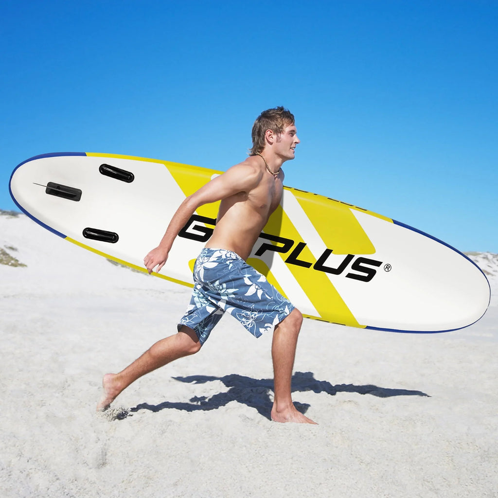 Goplus 11ft Inflatable Stand Up Paddle Board 6'' Thick W/Leash  Backpack Aluminum Paddle Yellow