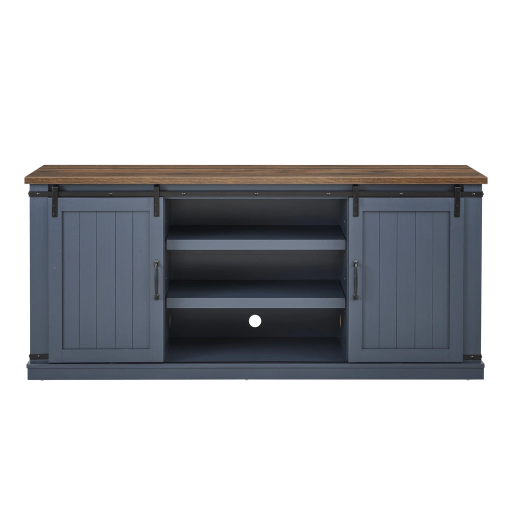 FESTIVO Farmhouse TV Stand for 75" TV, Entertainment Center, Sliding Barn Door TV Stand, 68 inch TV Console Table, Home Living Room Media Console with Adjustable Shelf - Off White