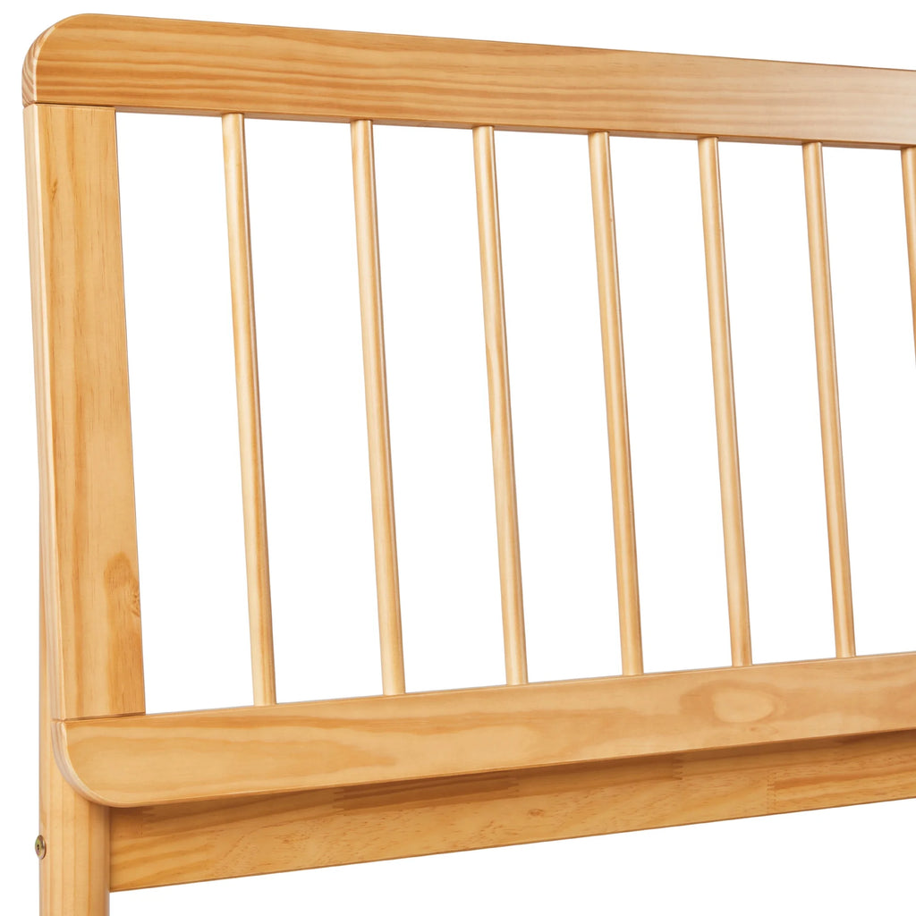 Walker Edison Mid-Century Modern Slatted Solid Wood Queen Bedframe, Natural Pine