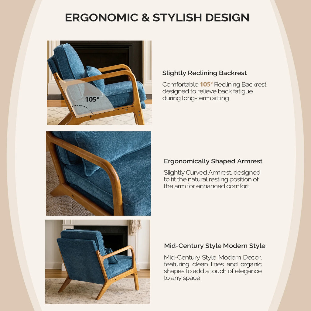 Ktaxon Accent Chair Corduroy Upholstered Armchair, Reading Club Chair with Pillow and Solid Wood Frame for Living Room Bedroom Furniture Off White