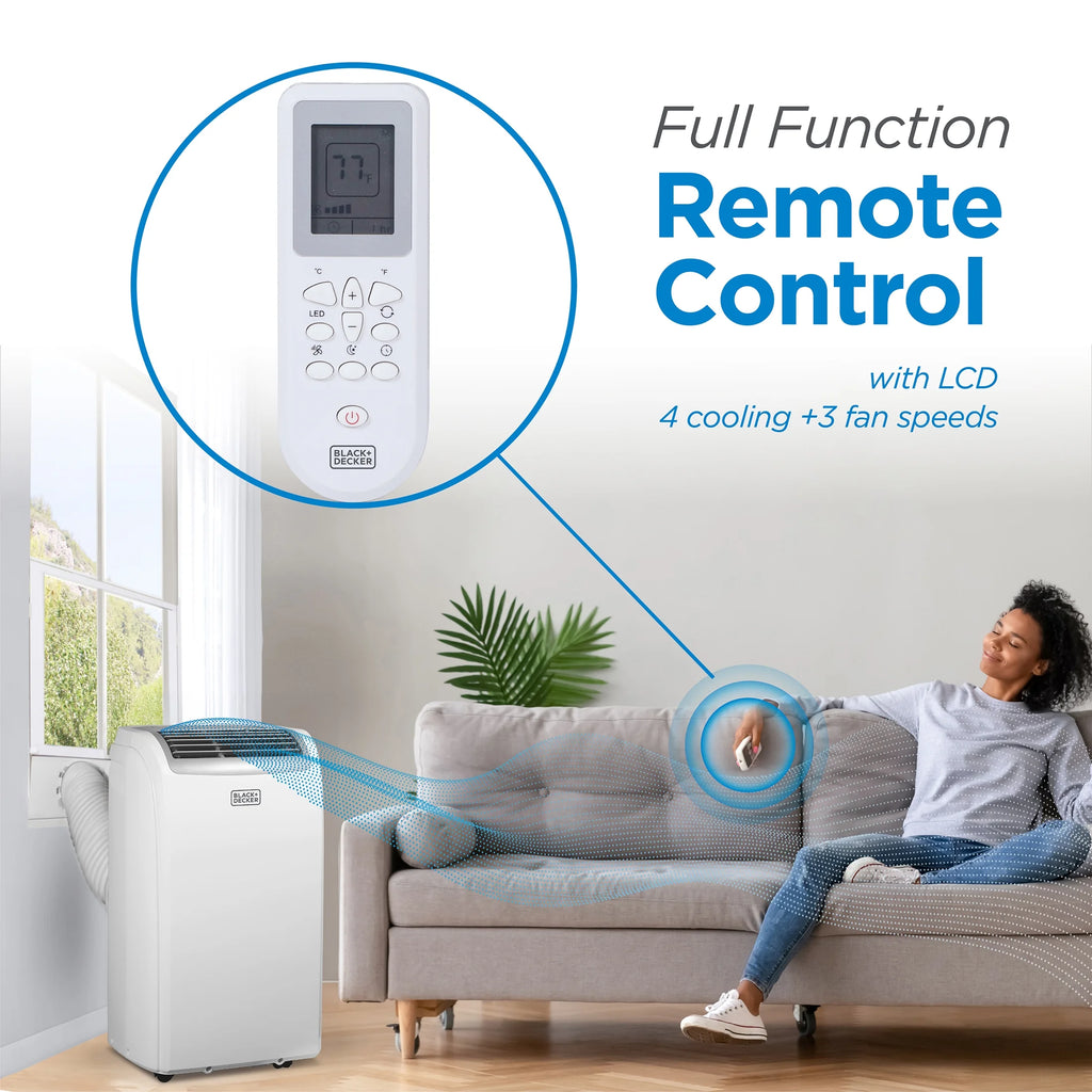BLACK+DECKER BPP10WTB 14,000-BTU 3-Speed 1,250-Watt Portable Air Conditioner with Remote