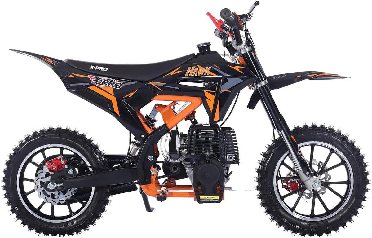 X-Pro Brand New Upgraded Hawk 40cc Gas Powered 4 Stroke Mini Pit Dirt Bike with Pull Start for kids 10" Wheels