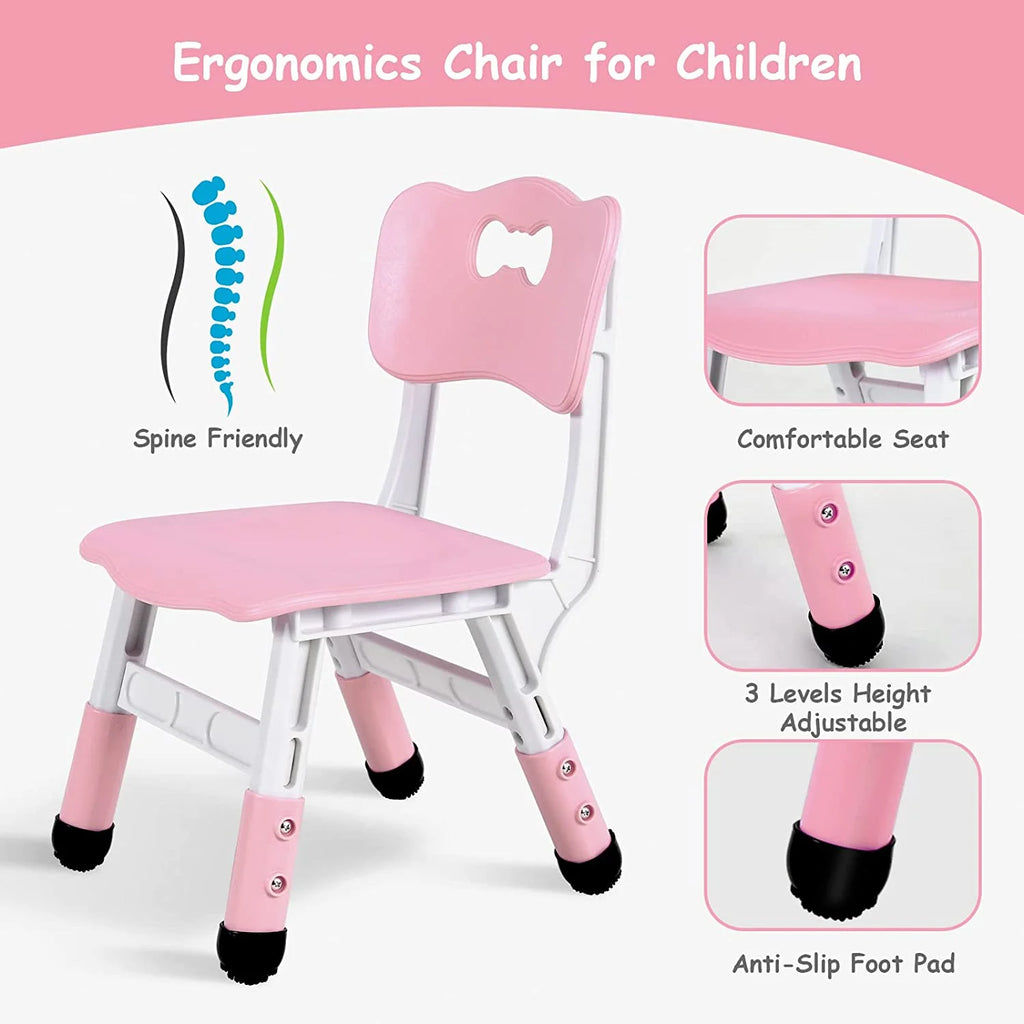 Arlopu Toddler Table and Chair Set Height Adjustable, Kids Activity Table for Reading, Drawing, Eating, Studying, Max 220lbs