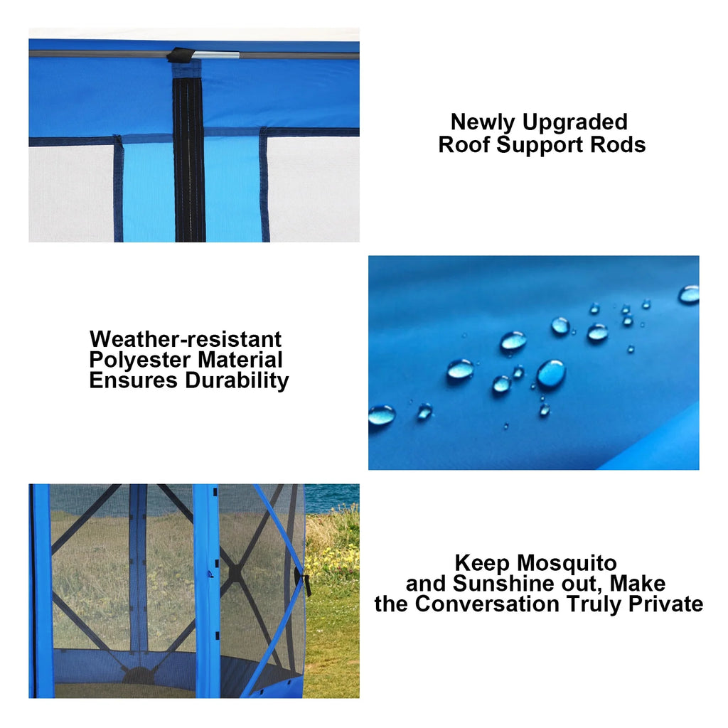 HOTEEL 12x12 Portable Pop-Up Outdoor Camping Gazebo, Screen Tent with Mosquito Nettings, Waterproof, UV, Bite Proof, Removable top Glamping Canopy with Carry Bag, Gray