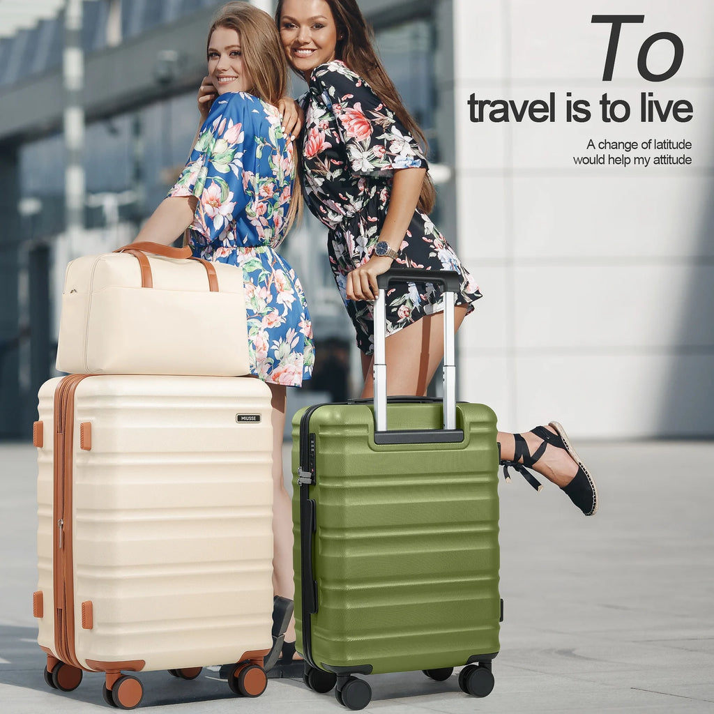 MIUSSE Luggage Sets 3 Piece, 20 Inch Carry On Luggage with Wheels, 100% PC Hardshell Suitcase with TSA Lock, Carry On Suitcases Airline Approved With Travel Backpack for Men Women