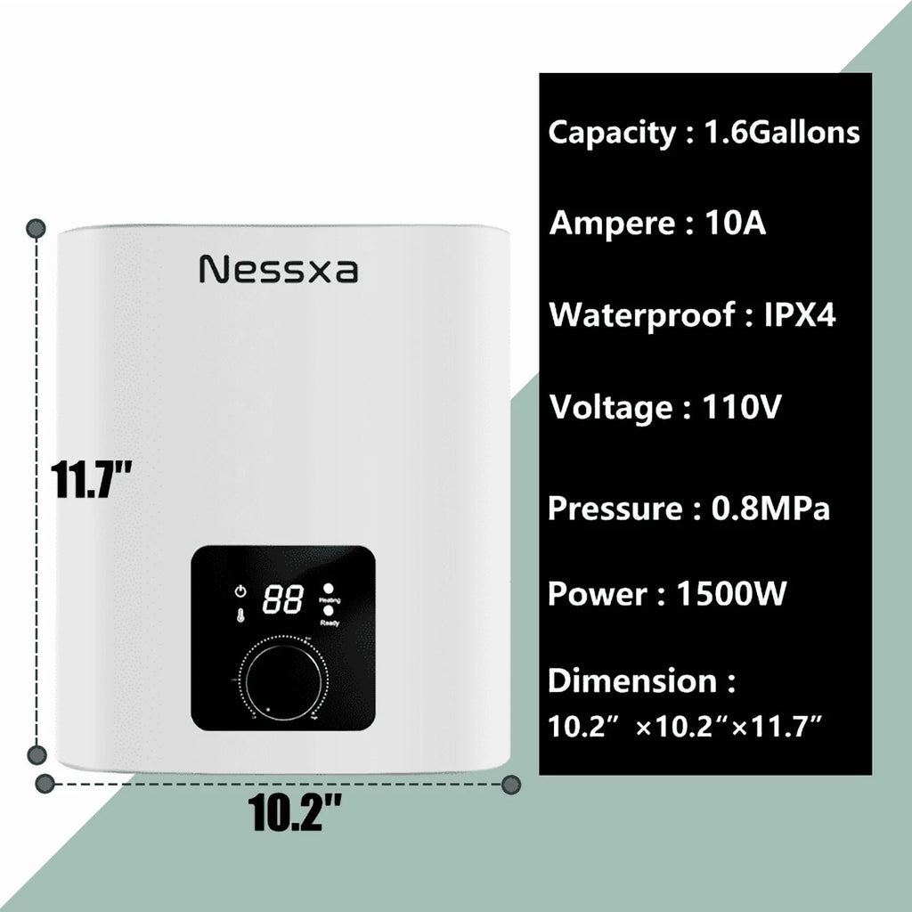 8 gallon mini instant electric water heater, 110V/1500W, kitchen sink quick heating water heater, bathroom household energy-saving water heater, instant heating, saving electricity and space