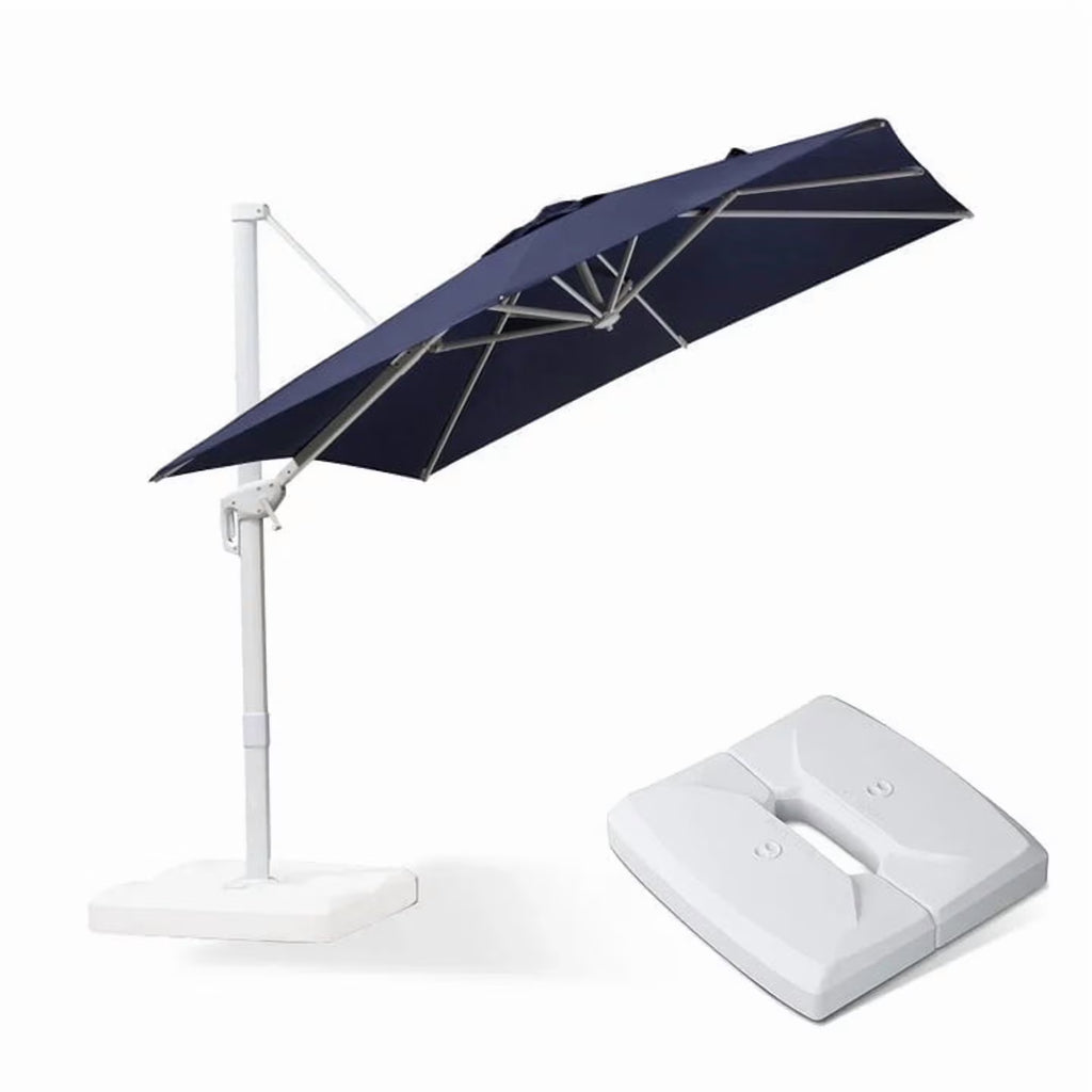 PURPLE LEAF 9 �� 11.5 FT Patio Umbrella White Cantilever Offset Umbrella Rectangle Outdoor Umbrella with 360�� Rotation for Garden Deck Pool, Beige