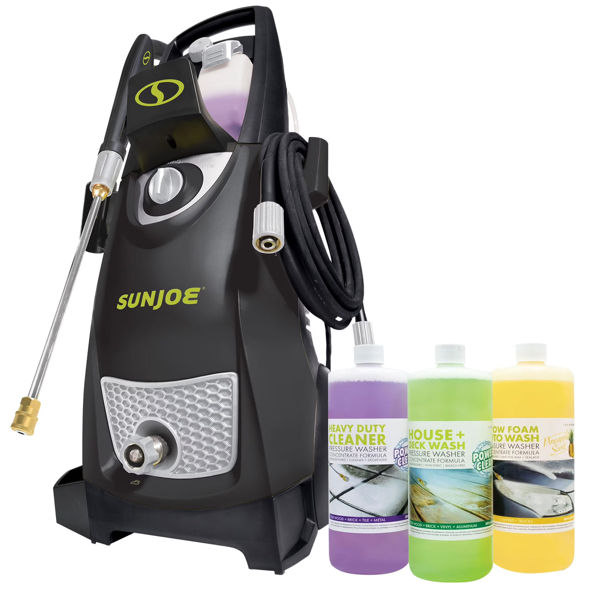 Sun Joe Electric Pressure Washer with Wheels and 3 Pack Pressure Washer Cleaner