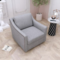 Swivel Accent Chair Armchair, 360�� Swivel Chair in Cotton Linen, Living Room Chairs with Wide Cusion and Curved Armrest, Comfy Barrel Sofa Reading Chairs for Bedroom, Small Spaces, Office, Grey