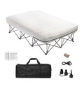 AetherLove Camping Cot with Mattress for Adults, Folding Camping Bed with Inflatable Air Mattress &Airpump, Portable Bed Camp Cot with Carry Bag, Blow Up Camp Cot , 2 Person 600LBS-External Pump