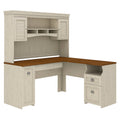 Bush Furniture Fairview L Shaped Desk with Hutch in Antique White