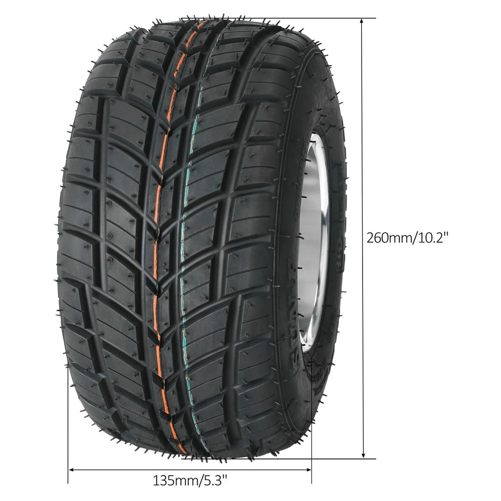 High Performace Go Kart Tire and Rim, 10x4.50-5 Go Kart Front Wheel and Tire Fit Bolt Pattern 48mm w/ 3 Holes for Go Kart Drift Trike Buggy Racing Cart, Non-Slip Tread, Aluminum Alloy Rim (2)