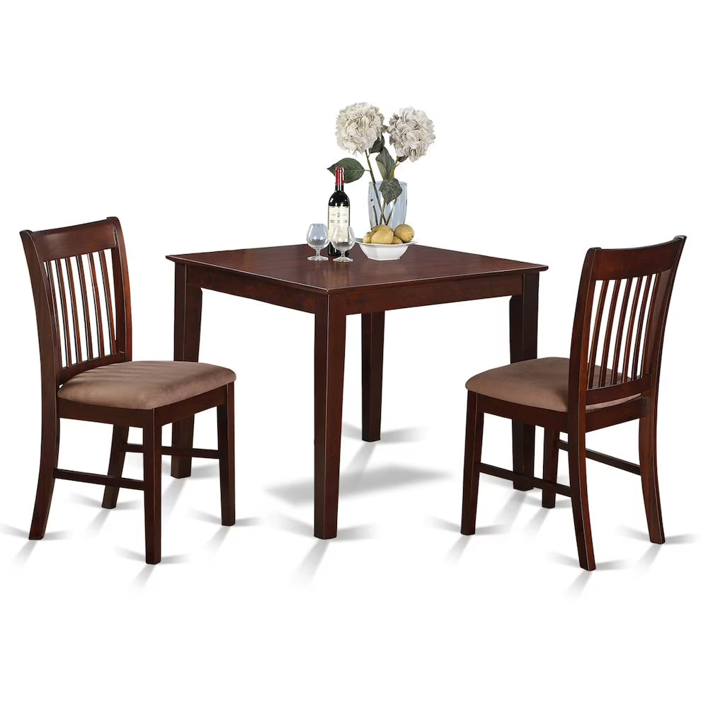 East West Furniture Oxford 3-piece Wood Table and Dinette Chairs in Oak
