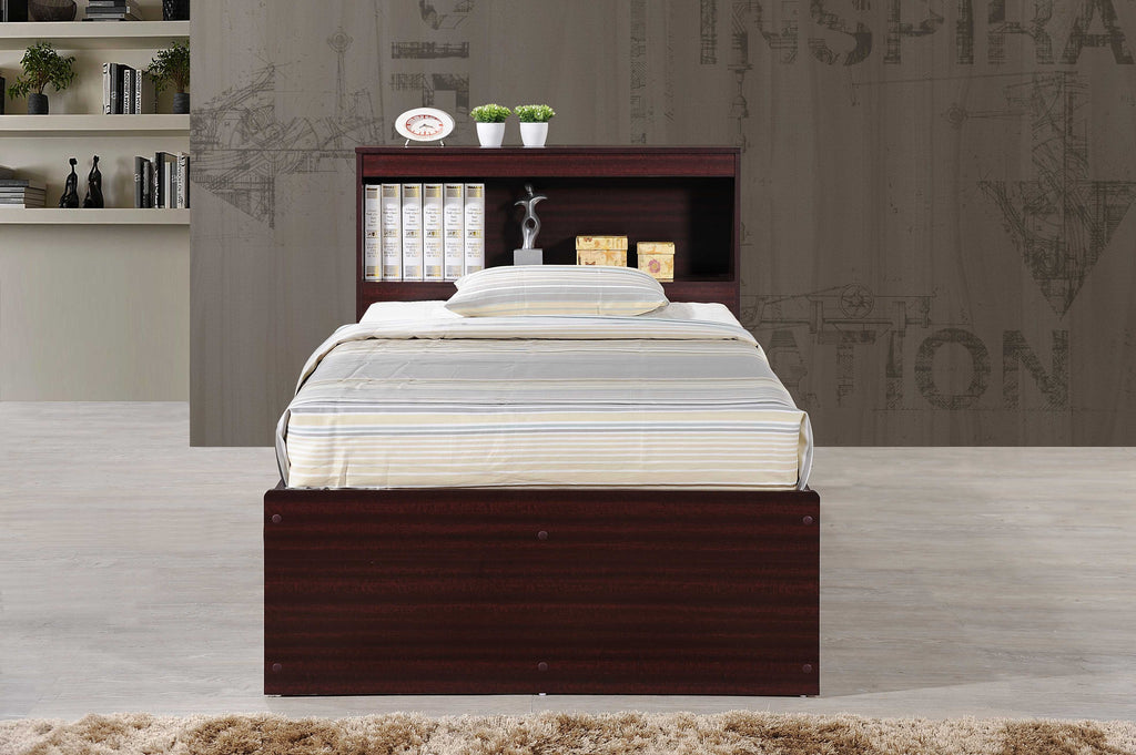 Hodedah Twin-Size Captain Bed with 3-Drawers and Headboard in White