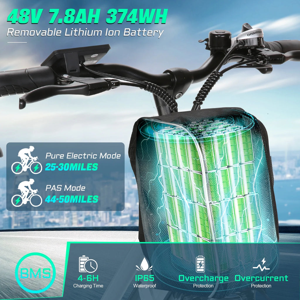 Gocio 26" Electric Bike for Adults, 500W Electric Cruiser Bike, 48V/7.8Ah Removable Battery, 7 Speed, City Commuting E-bike, UL2849