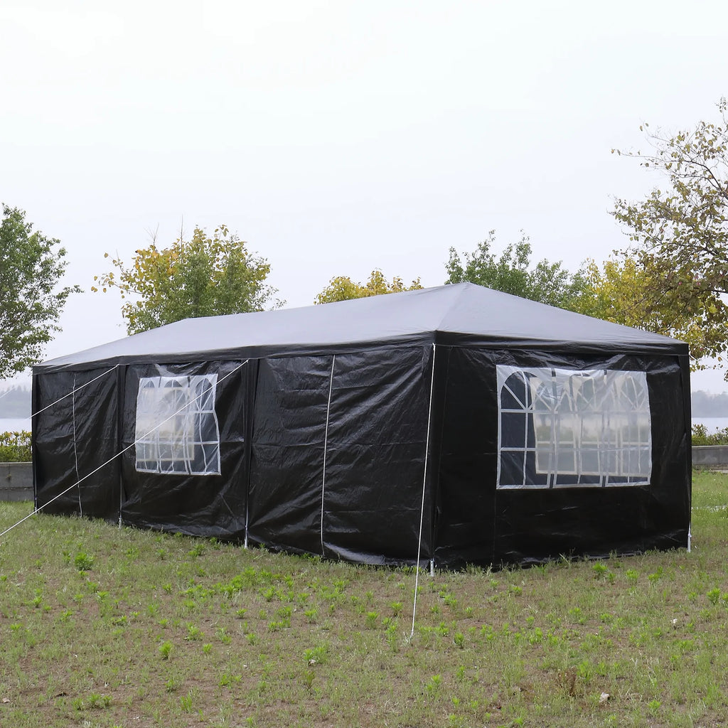 10'x30' Outdoor Party Tent with 8 Removable Sidewalls, Waterproof Canopy Patio Wedding Gazebo, Black