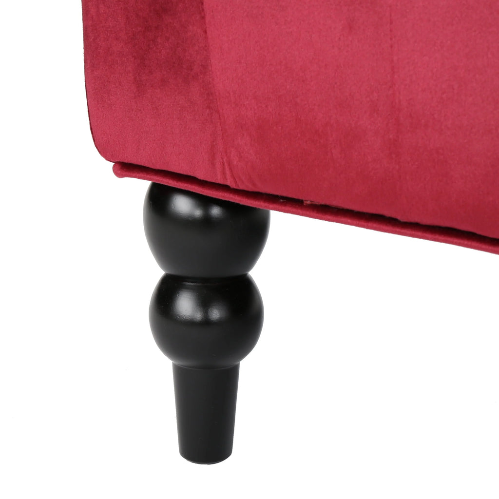 GDF Studio Leona Modern Glam Tufted Velvet Wingback Loveseat, Wine and Dark Brown