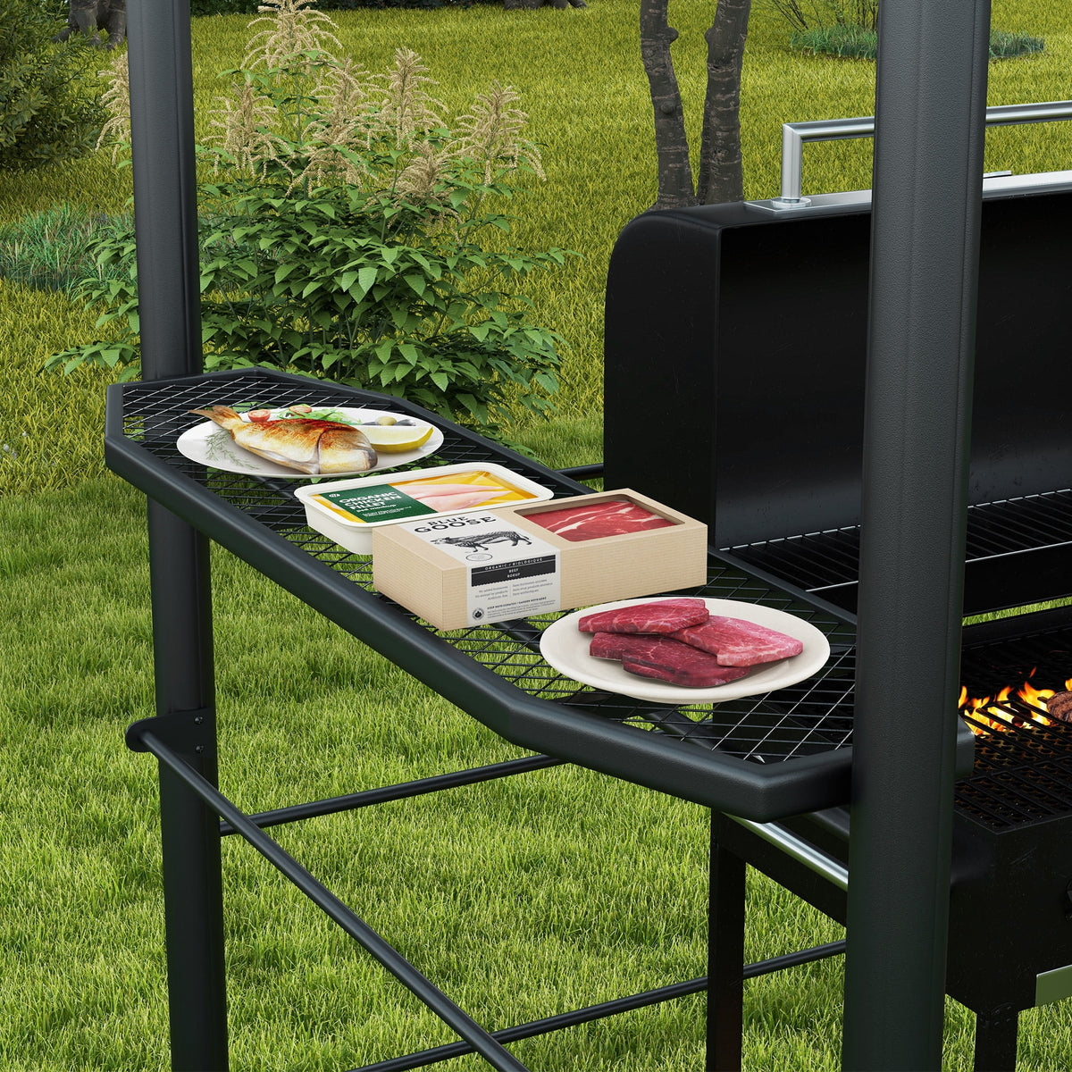 Outsunny 8' x 5' Grill Gazebo Shelter with Vented PC Roof, Side Shleves