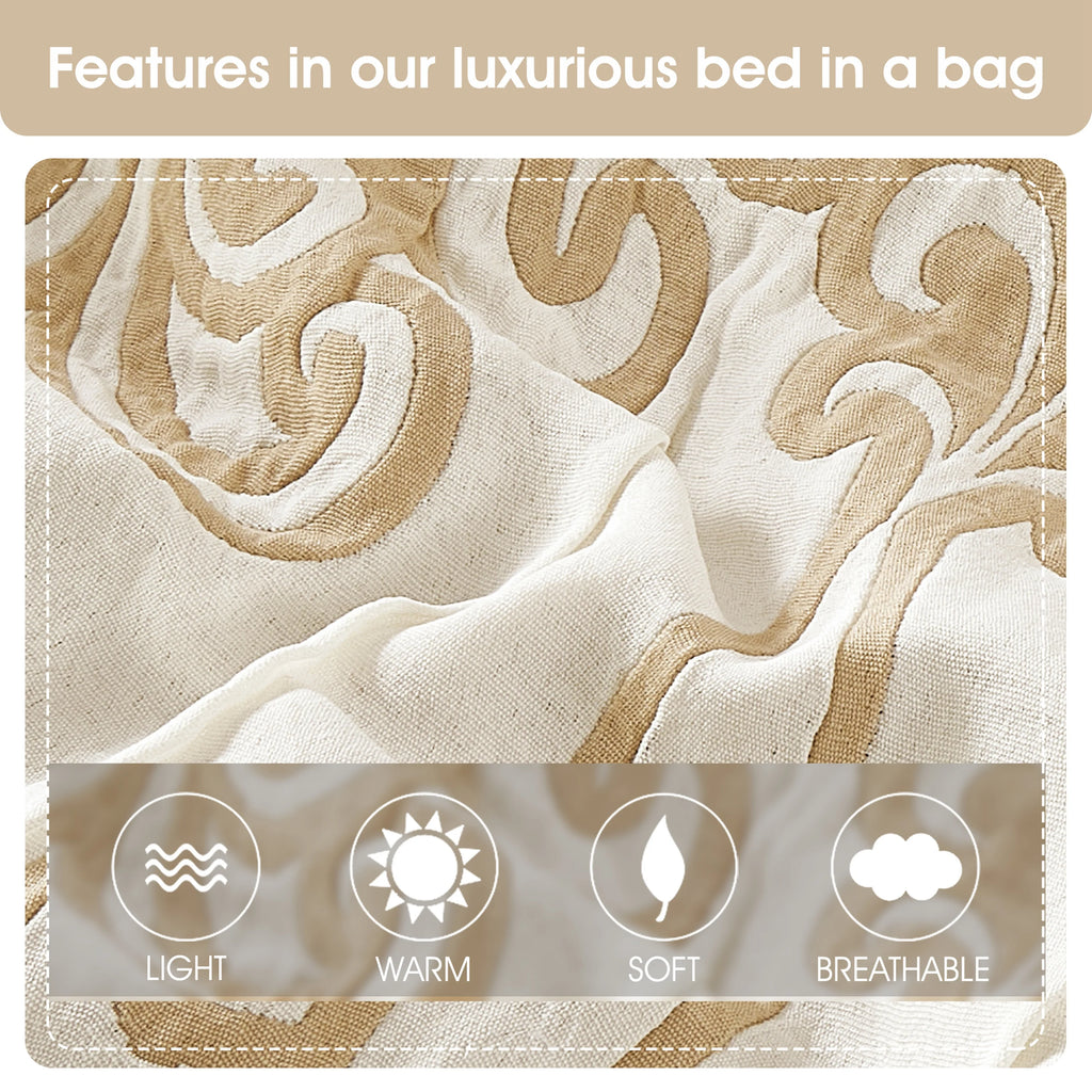 Lanco Smoke Grey Comforter Set California King Size, 9 Piece Jacquard Floral Bedding Set, All Season, Ultra-Soft, Matching Pillows & Shams, Bed Skirt