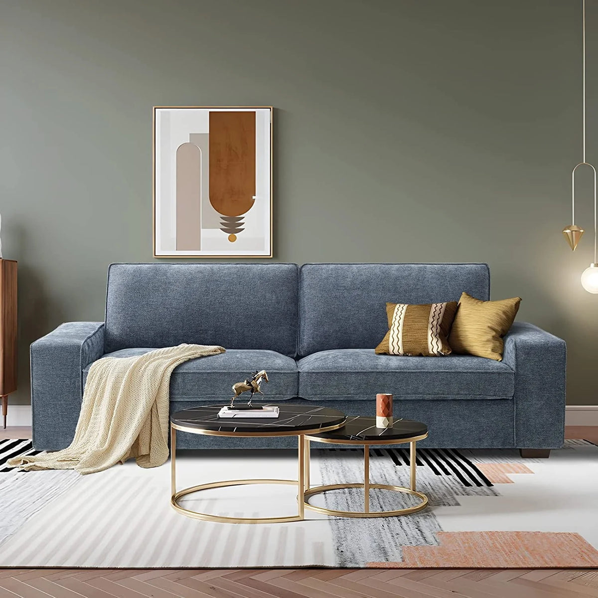 88.58" Modern loveseat Sofas Living Room,Couches Love Seat with Wood Frame for Bedroom, Office, Apartment, Dorm, Studio /Easy, Tool-Free Assembly（Beige）