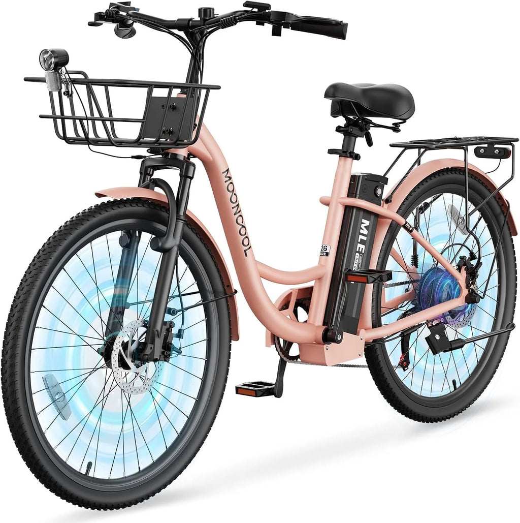 MOONCOOL Electric Bicycle for Adults 350W , 7-Speed Ebike with 36V 10.4Ah Removable Battery�� 40 Miles Range , 20 mph Electric Commuter Bike for Women Men, Certified to UL 2849 by SGS