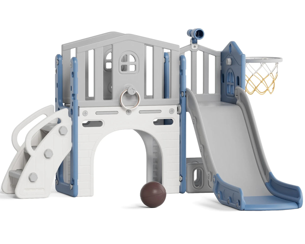 Korimefa 11-in-1 Toddler Slide Set with Golf, Basketball Hoop, Kids Slide for Toddlers Age 1-4, Climber Slip and Slides, Baby Outdoor Toys