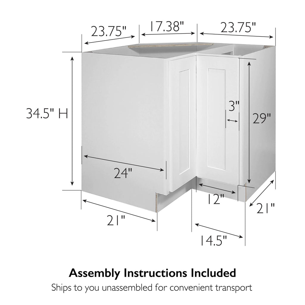 Design House Brookings 36" x 34.5" Solid Wood Ready to Assemble Lazy Susan Kitchen Cabinet, Sherwin Williams? White