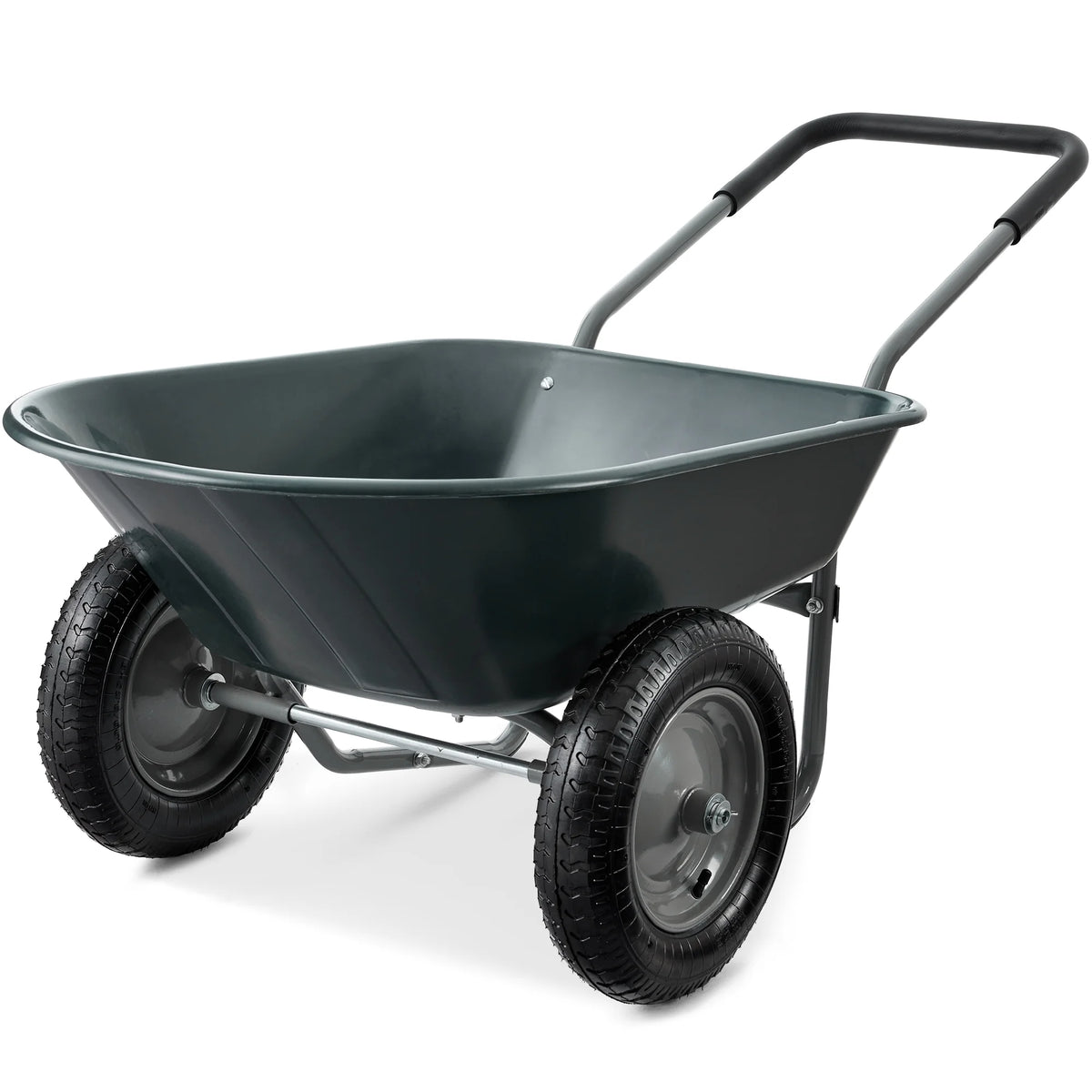 Best Choice Products Dual-Wheel Home Wheelbarrow Yard Garden Cart for Lawn, Construction - Green