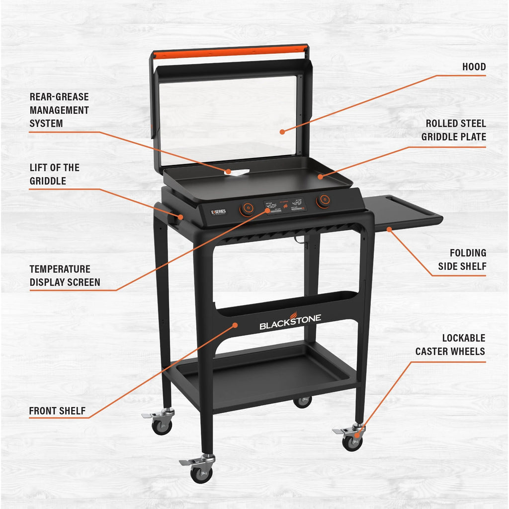 Blackstone E-Series 2-Burner 22" Electric Tabletop Griddle with Prep Cart