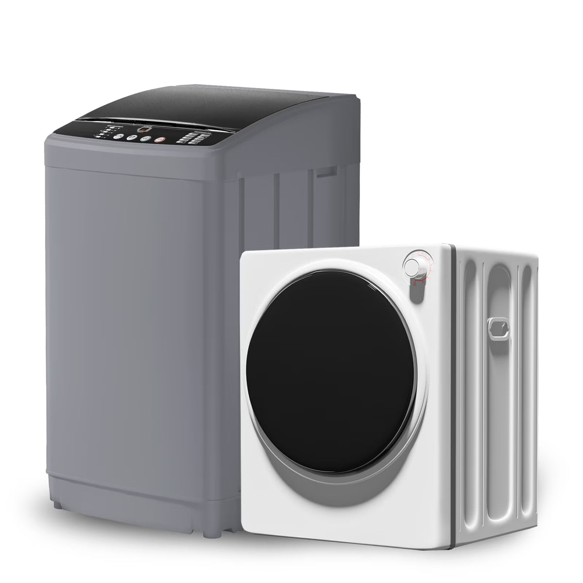 TABU Washer and Dryer Set, 17.6LBS Full Automatic Washing Machine & 8.8LBS Portable Dryer (Gray&White)